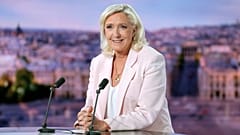 French far-right leader Marine Le Pen prior to an interview on the evening news broadcast of French TV channel TF1, 7 July, 2026