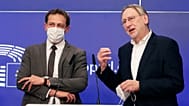 Bernd Lange participates in a media conference after a debate on the EU-UK trade and cooperation agreement at the European Parliament in Brussels, Tuesday, April 27, 2021.
