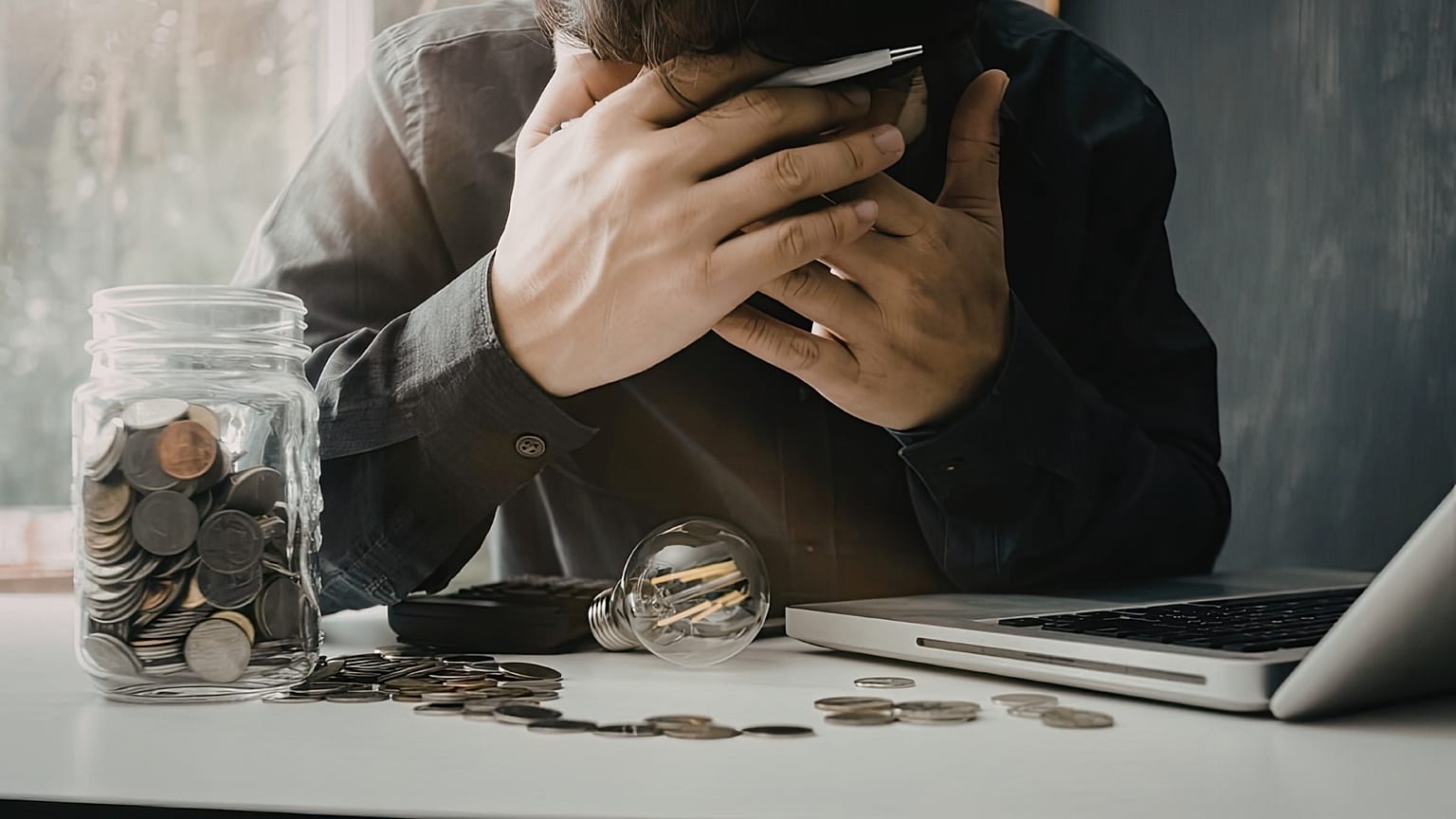 A man stresses over money