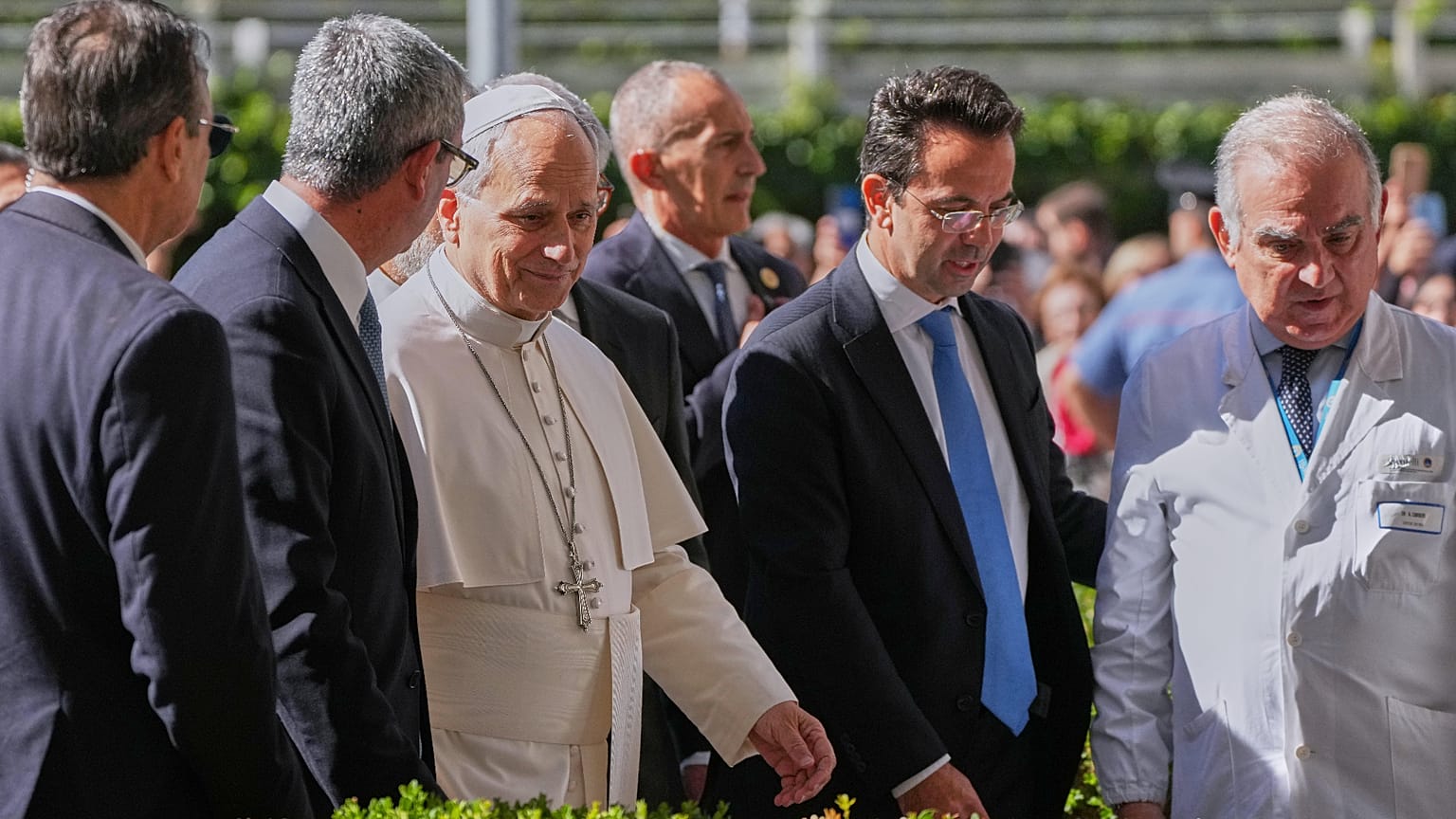 Pope Leo XIV arrives at the Agostino Gemelli Polyclinic in Rome, Tuesday, Oct. 13, 2026, where he's expected to be operated to remove a lung nodul