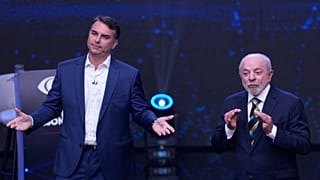 Flávio Bolsonaro and Luiz Inácio Lula da Silva during a televised presidential debate in São Paulo, 18 October, 2026