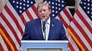 President Donald Trump speaks at a dinner at his Mar-a-Lago club, Friday, Oct. 16, 2026, in Palm Beach, Fla.