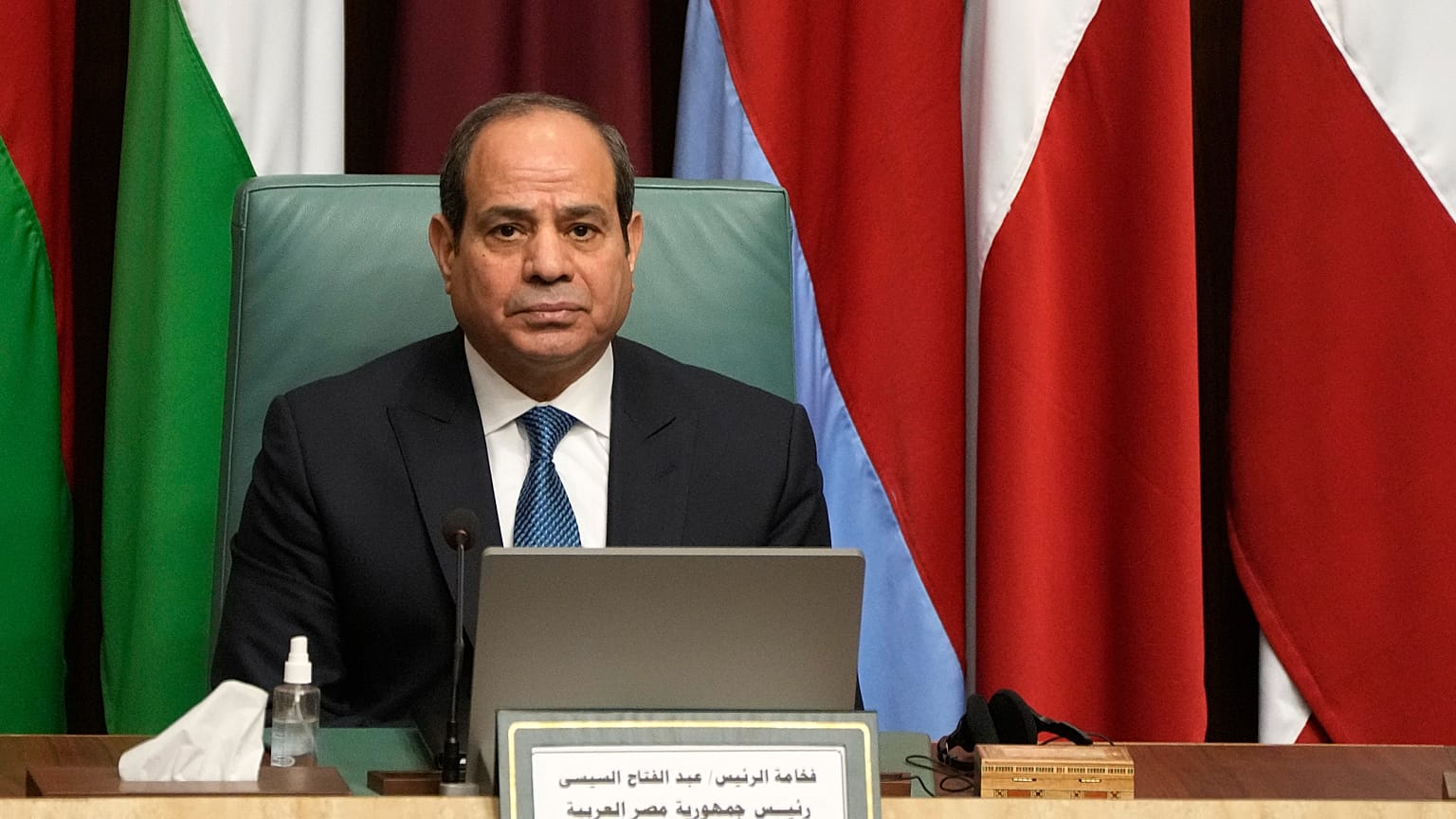 الرئيس المصري عبد الفتاح السيسي يحضر مؤتمرا لدعم القدس بمقر جامعة الدول العربية بالقاهرة، مصر