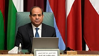الرئيس المصري عبد الفتاح السيسي يحضر مؤتمرا لدعم القدس بمقر جامعة الدول العربية بالقاهرة، مصر