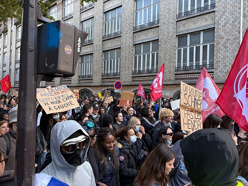 A march in Paris along the Boulevard de Clichy in the 18th arrondissement.