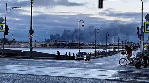 Russia: Huge flames and smoke rise over St Petersburg after drone strikes