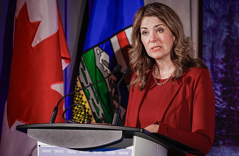 Alberta Premier Danielle Smith speaks at the Canada Strong and Free conference in Calgary, 16 October, 2026