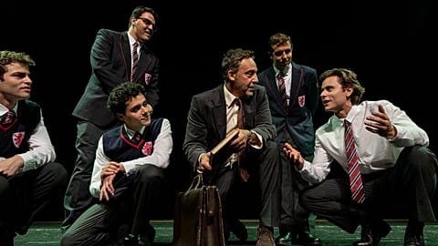 Diogo Infante and some of the young actors from "Dead Poets Society"