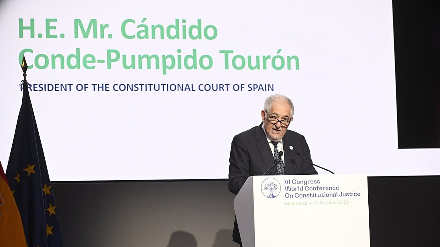 Cándido Conde-Pumpido, presidente del TC, en la Inauguración del VI Congreso de la Conferencia Mundial de Justicia Constitucional de Madrid