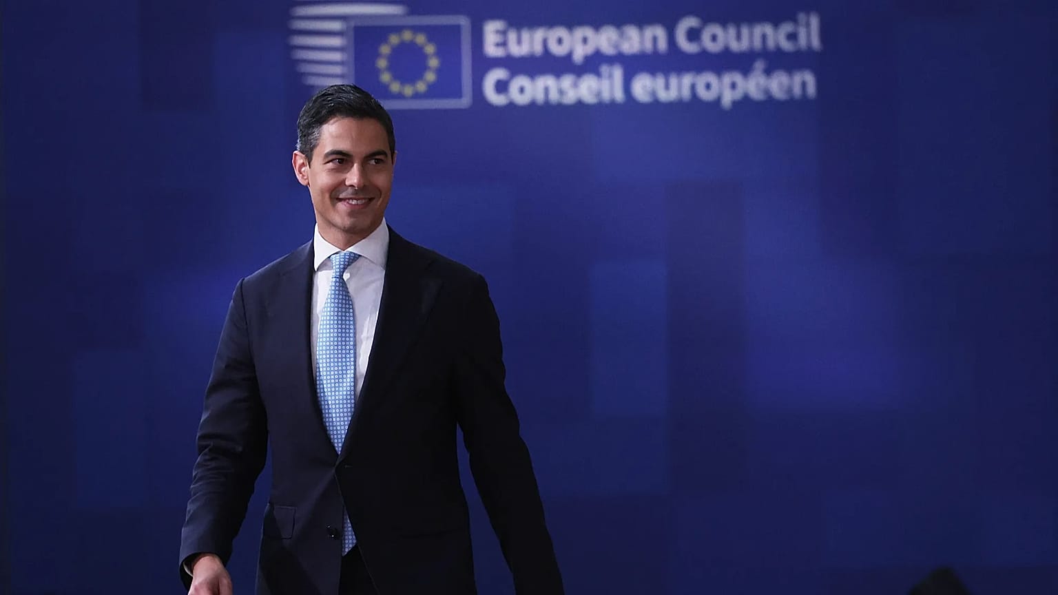 Netherland's Prime Minister Rob Jetten arrives for the EU summit at the European Council building in Brussels, Friday, Oct. 16, 2026.