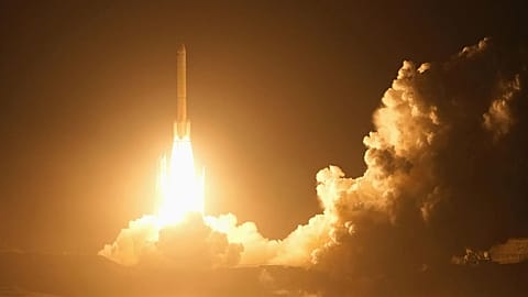 An H3 rocket lifts off from the Tanegashima Space Center in Kagoshima prefecture, southern Japan, Tuesday Oct. 20, 2026. (Naoki Hiraoka/Kyodo News via AP)
