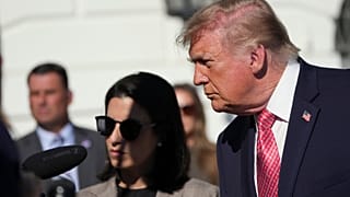 President Donald Trump speaks with reporters before departing on Marine One from the South Lawn of the White House, Monday, Oct. 19, 2026,