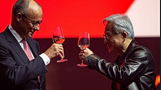 Kanzler Friedrich Merz und Nvidia-Boss Jensen Huang beim Invest in Germany Gipfel in Berlin