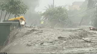 Des inondations à Ghisonaccia, dans le département de Haute-Corse, en France, mardi 20 octobre 2026.