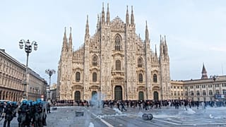 Protesters gather in Milan on Saturday, 17 October 2026, to demonstrate against the rising cost of living.