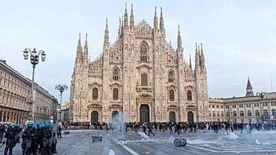 Protesters gather in Milan on Saturday, 17 October 2026, to demonstrate against the rising cost of living.