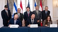 توقيع الاتفاق الإطاري بين لبنان وإسرائيل في واشنطن، بحضور وزير الخارجية الأمريكي ماركو روبيو، في 26 يونيو 2026.