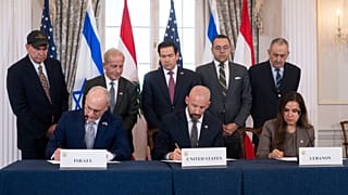 توقيع الاتفاق الإطاري بين لبنان وإسرائيل في واشنطن، بحضور وزير الخارجية الأمريكي ماركو روبيو، في 26 يونيو 2026.