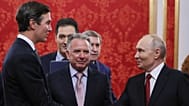 max 170 Russian President Vladimir Putin greets US envoys Jared Kushner and Steve Witkoff ahead of talks at the Kremlin in Moscow on 5 September 2026.