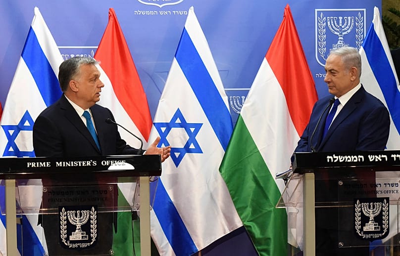 Orbán Viktor magyar, és Benjámin Netanjahu izraeli miniszterelnök Jeruzsálemben, 2018 június