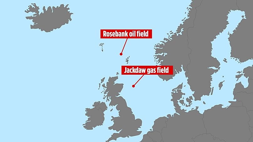 Das Gasfeld Jackdaw liegt in der Nordsee, etwa 241 Kilometer östlich von Schottland auf dem britischen Festlandsockel.