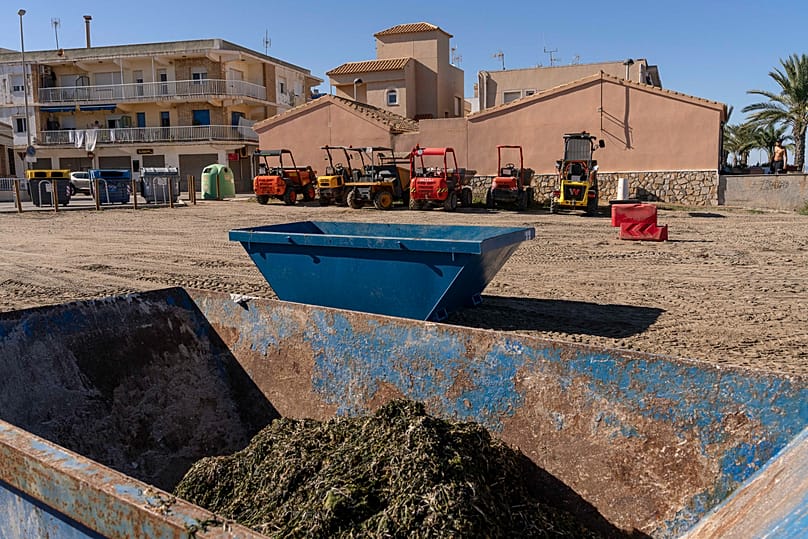 Les autorités locales collectent les algues sur les rivages du Mar Menor.
