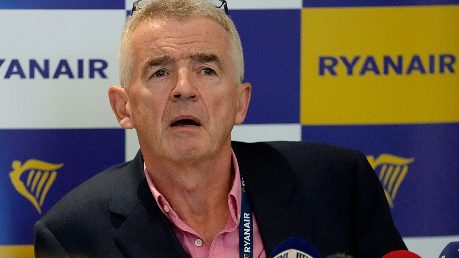 File - Ryanair CEO Michael O'Leary speaks during a media conference in Brussels, Wednesday, 7 Sept. 2022. 