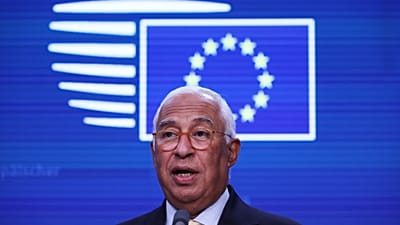 European Council President Antonio Costa addresses a media conference at the conclusion of the EU summit in Brussels, Friday, Oct. 16, 2026.