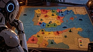 Imagen generada por inteligencia artificial para representar como se vería una IA decidiendo sobre un conflicto