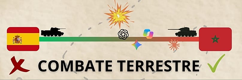 Resultado según la IA de un combate terrestre en África entre España y Marruecos