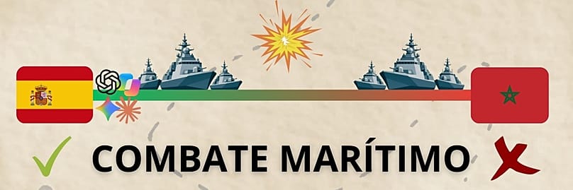 Combate marítimo entre España y Marruecos, según la IA