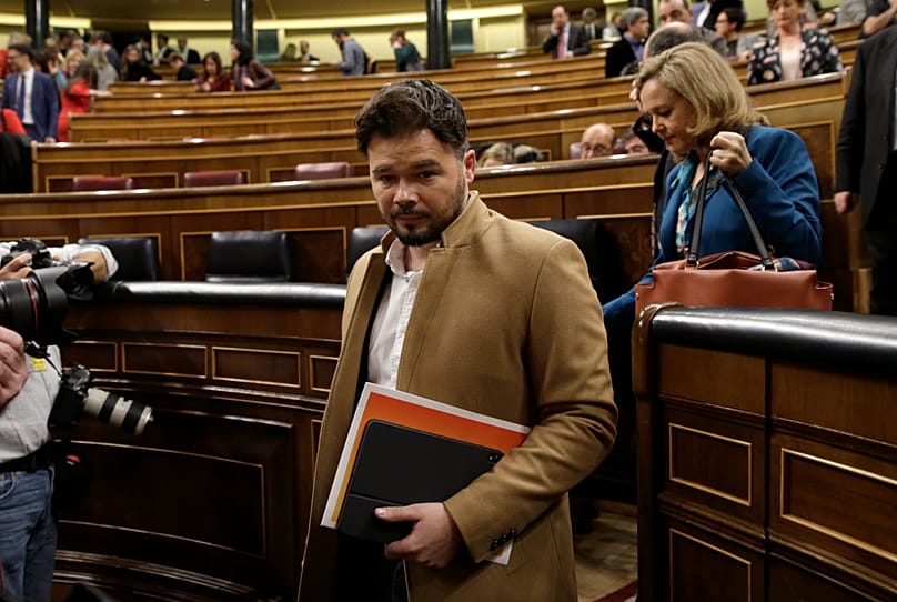 Archivo: El portavoz de ERC en el Congreso, Gabriel Rufián, a su llegada al Hemiciclo. 