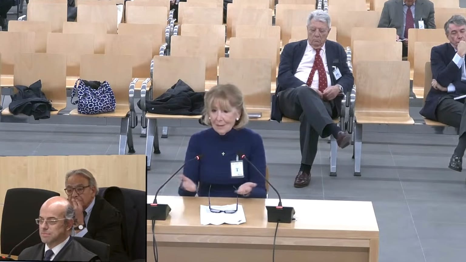 La expresidenta de la Comunidad de Madrid Esperanza Aguirre, en su declaración como testigo en el juicio del caso Lezo en la Audiencia Nacional.