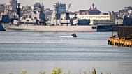 A small military patrol boat  in the Black Sea port of Constanta, Romania, Friday, June 5, 2026.