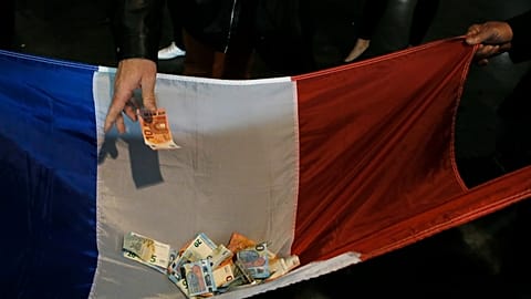 A collection organised at the end of Marine Le Pen's rally in 2017.