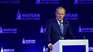 Premier Polski Donald Tusk przemawia podczas Warsaw Security Forum w Warszawie, w poniedziałek 12 października 2026 roku.