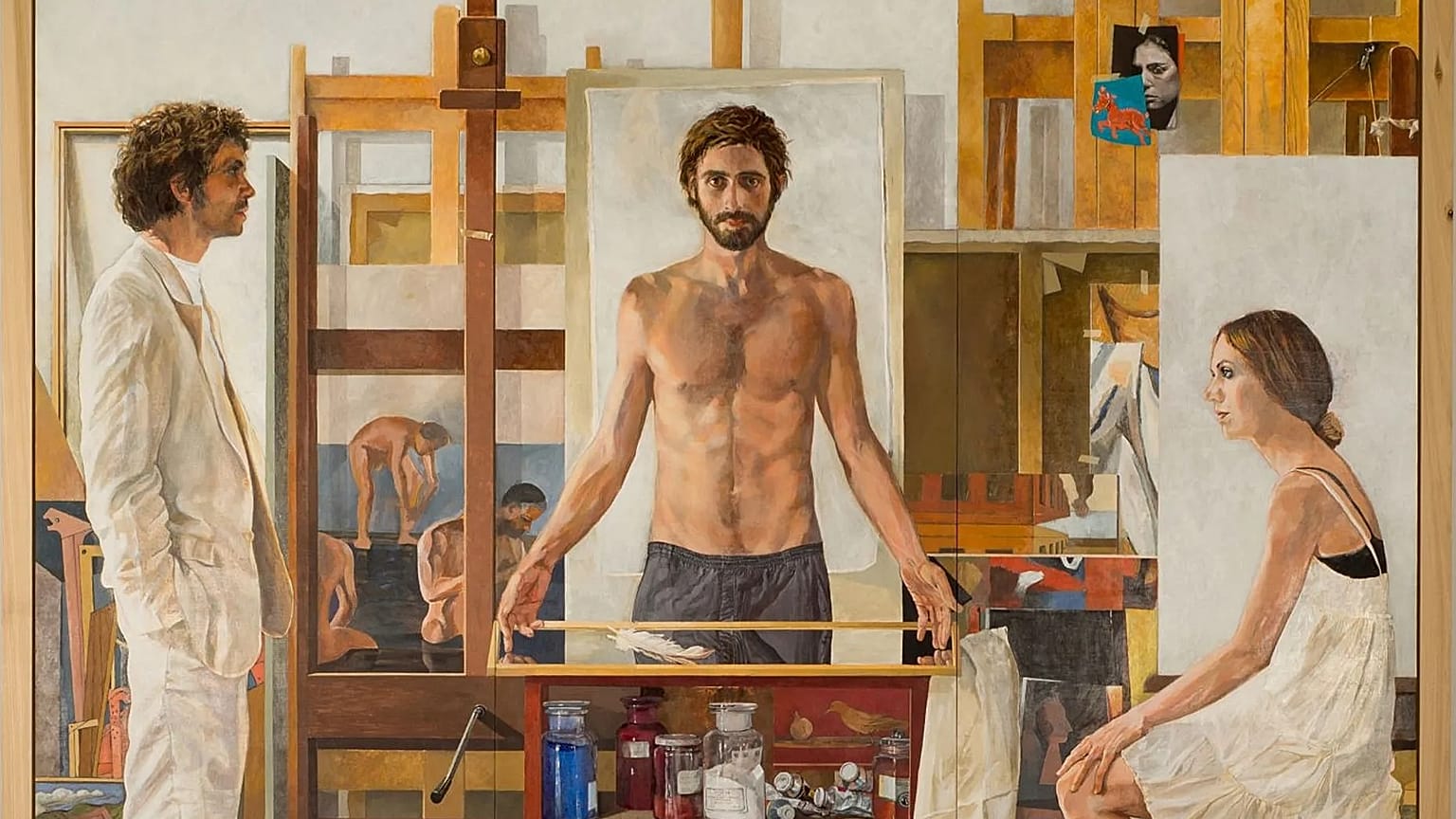 Μοντέλα στο ατελιέ,  250 x 240 εκ., μικτή τεχνική σε ξύλο, 2010-2013, Συλλογή Σ.Φέλιου