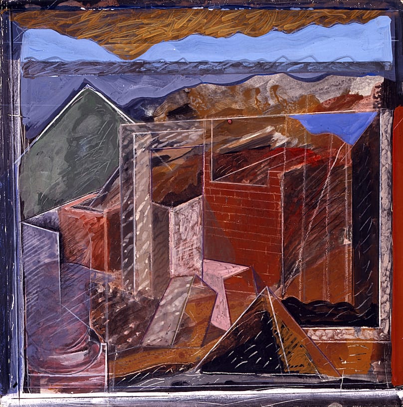 Λαύριο Ι, 35 x 35 ἑκ., ἀκρυλικὸ σὲ χαρτόνι, 1.2.1982, ἰδιωτικὴ συλλογή. 