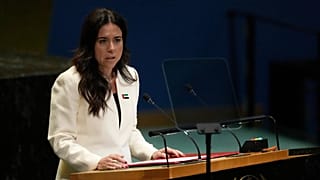 FILE: Minister for Foreign Affairs of the United Arab Emirates Lana Nusseibeh addresses the 80th session of the United Nations General Assembly, 27 September 2025