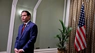 US Secretary of State Marco Rubio speaks with members of the media at the Taj Mahal Palace hotel in Mumbai, India, Wednesday, Oct. 21, 2026.