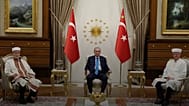 ARŞİV - Cumhurbaşkanı Erdoğan, Gümülcine Seçilmiş Müftüsü İbrahim Şerif ve İskeçe Seçilmiş Müftüsü Mustafa Trampa'yı Cumhurbaşkanlığı Külliyesi'nde kabul etti, 8 Ekim 2024.