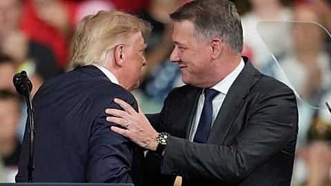 US President Donald Trump greets Audi CEO Gernot Döllner at a campaign event in Perry, Georgia, on 24 October 2026.