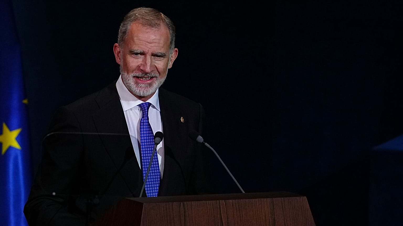 El rey Felipe VI de España interviene durante la ceremonia de entrega de los Premios Princesa de Asturias en Oviedo, España, el 23 de octubre de 2026.