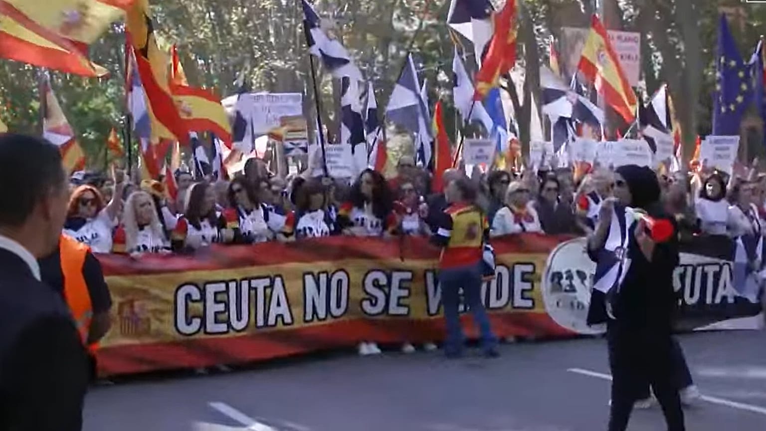 Imágenes de la protesta por Ceuta el domingo 25 de octubre de 2026 en Madrid.
