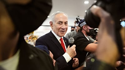 رئيس الوزراء الإسرائيلي بنيامين نتنياهو خلال لقاء انتخابي في تل أبيب، 22 أكتوبر 2026.