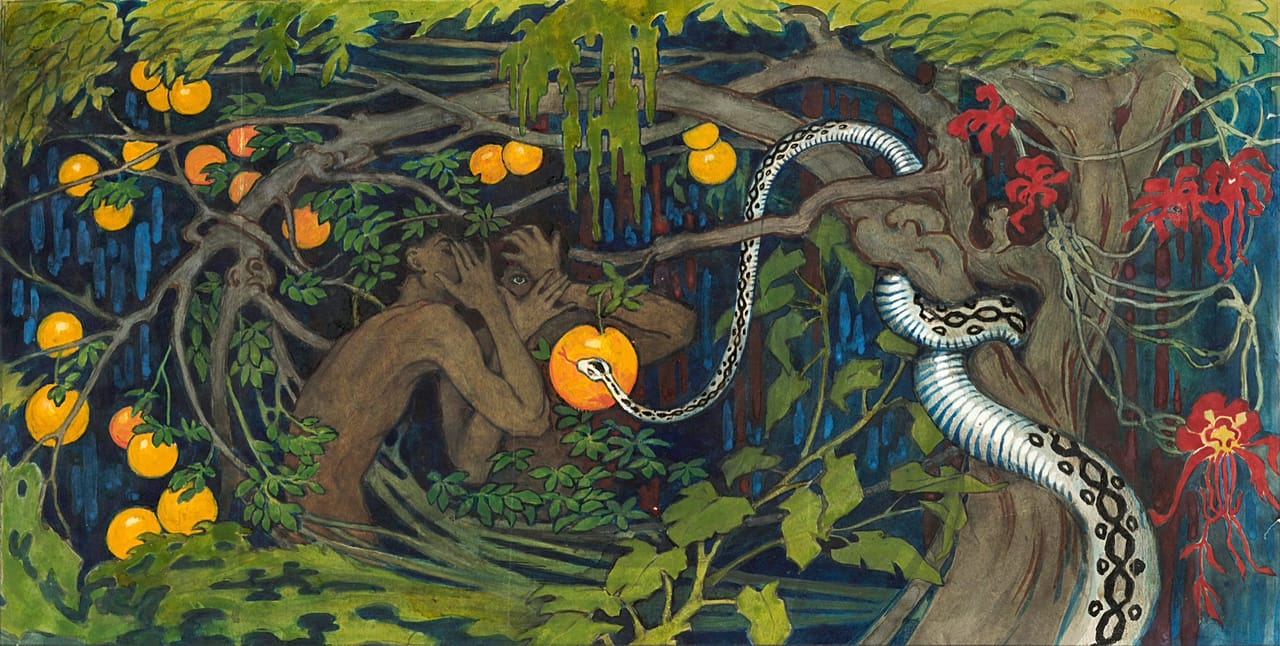 Tyra Kleen, „Zakazany owoc”, 1909, gwasz na papierze, Riddarhuset, kolekcja Tyry Kleen.