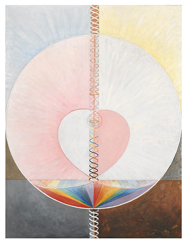 Hilma af Klint, „Gołębica nr 1”, Grupa IX, seria UW, 1915, olej na płótnie, dzięki uprzejmości Fundacji Hilmy af Klint.