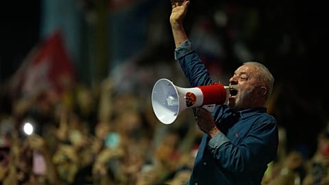 President Luiz Inacio Lula da Silva during a victory rally after winning a fourth term in the presidential runoff on Paulista Avenue in Sao Paulo, Brazil, Oct. 25, 2026. 