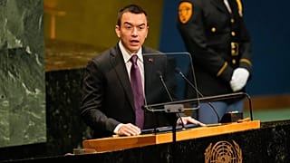 El presidente de Ecuador, Daniel Noboa, interviene durante el 81º período de sesiones de la Asamblea General de las Naciones Unidas en la sede de la ONU, 23/09/2026