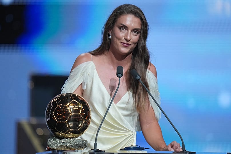 A női Aranylabda győztese, Alexia Putellas a London Palladiumban 2026. október 26-án